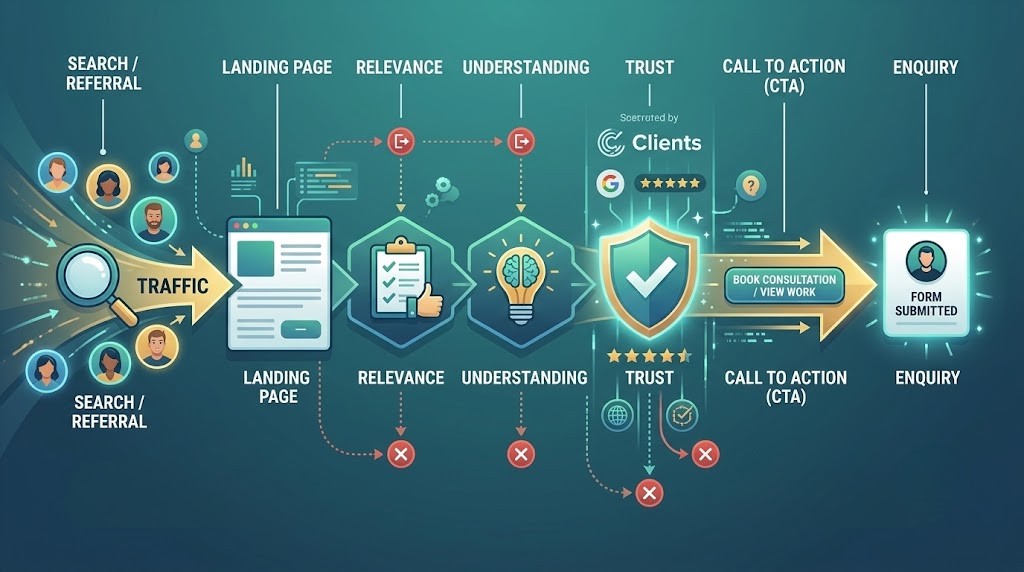 Website lead generation conversion journey from traffic to enquiry