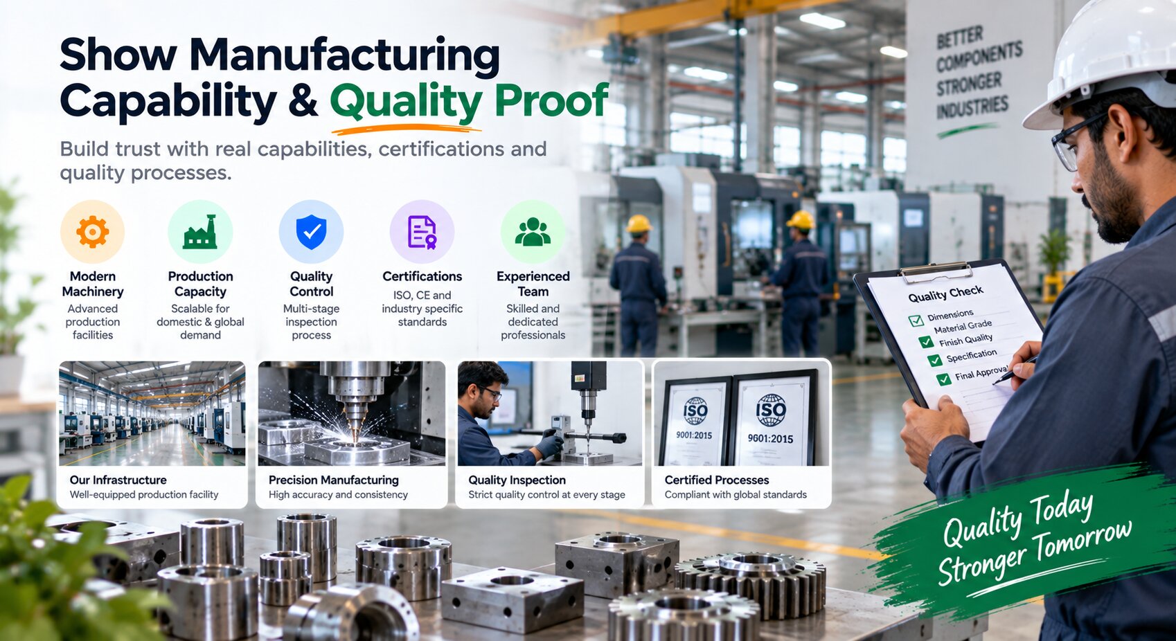 Manufacturing facility capability and quality control website section