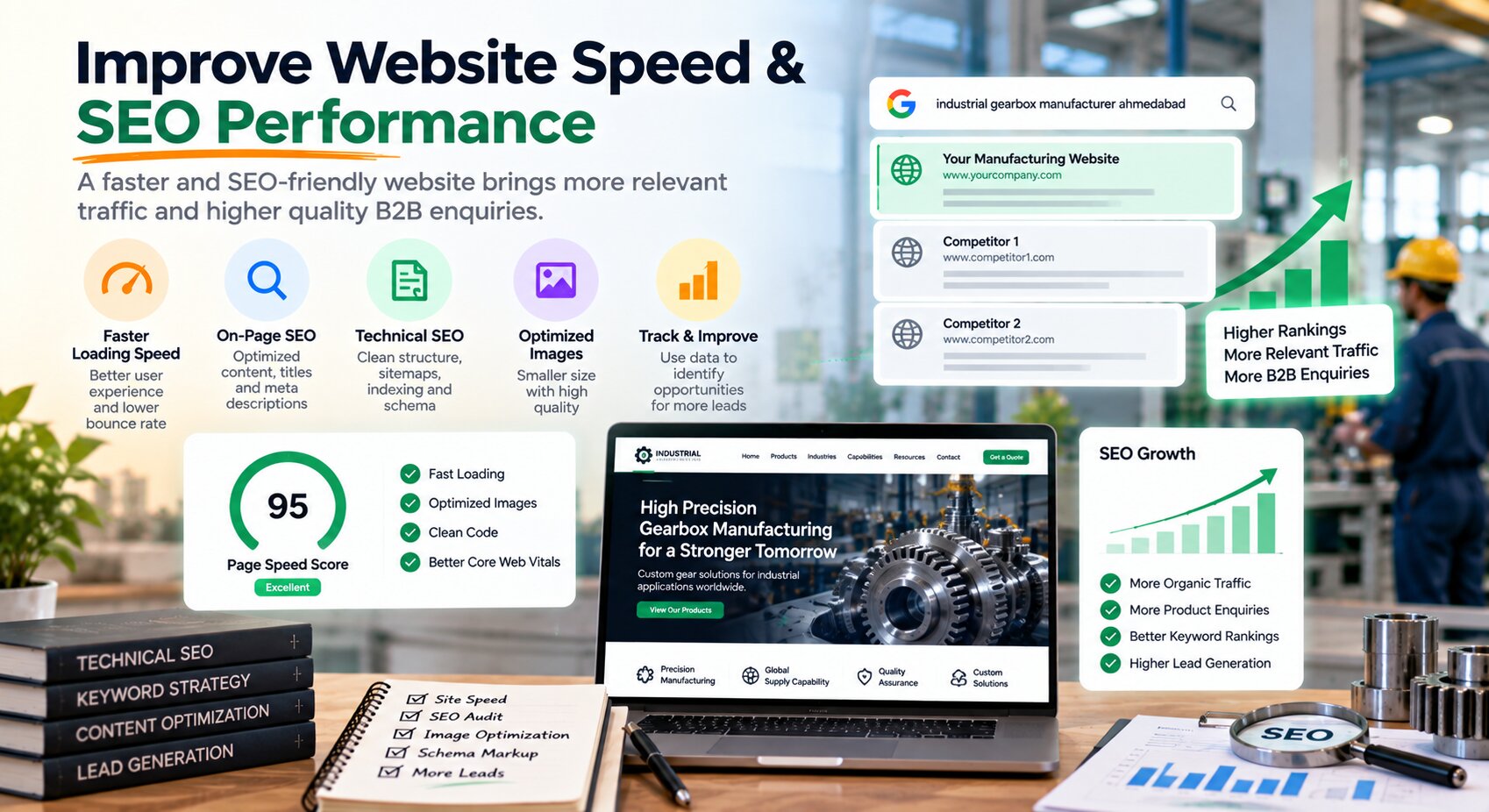 Manufacturing website SEO performance and lead generation optimization